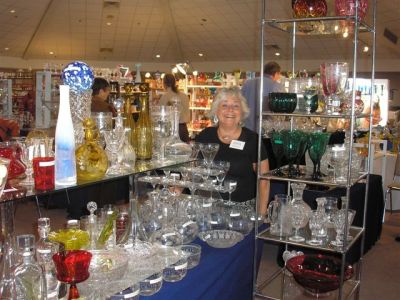 New Jersey glass dealer Carlese Westock sets up shop at last year's show.