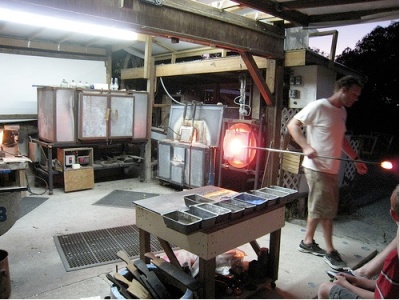 The glass shop at Maho Bay where recycled bottles are turned into souvenirs and sculpture.