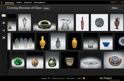 A screenshot of the Corning Museum of Glass's page for the Google Art Project. courtesy: corning museum of glass
