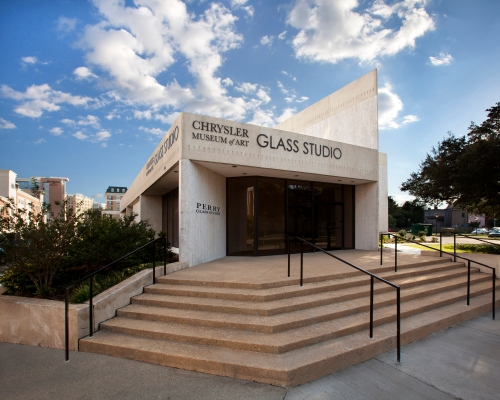 The exterior of the museum's glass studio. credit: ed pollard. courtesy: chrysler museum of art.