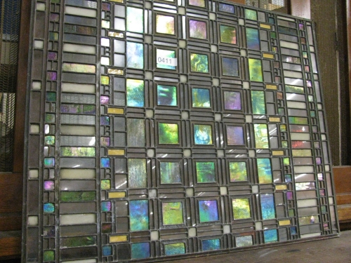 One of the original glass skylight windows of Frank Lloyd Wright's Martin House is being auctioned on August 3rd after being stored away by a private owner for nearly half of a century. courtesy: schultz auctioneers.